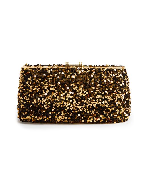 Reiss Mayfair Sequin Frame Clutch in Gray Lyst