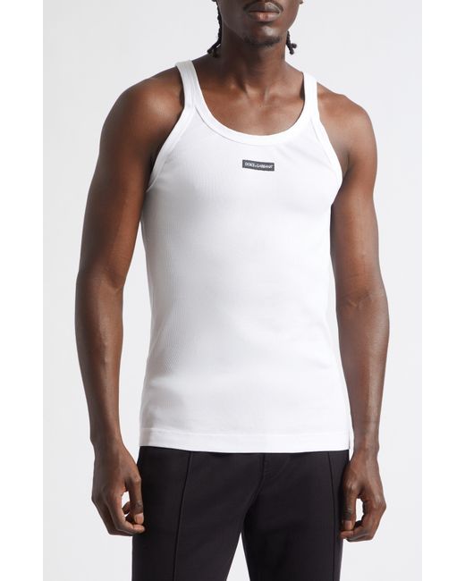 Dolce & Gabbana White Logo Patch Tank for men