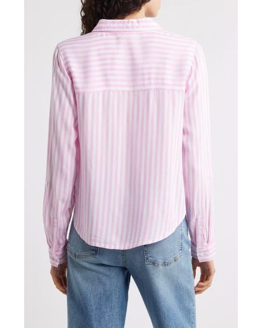 Beach Lunch Lounge Blue Fallon High-Low Button-Up Shirt
