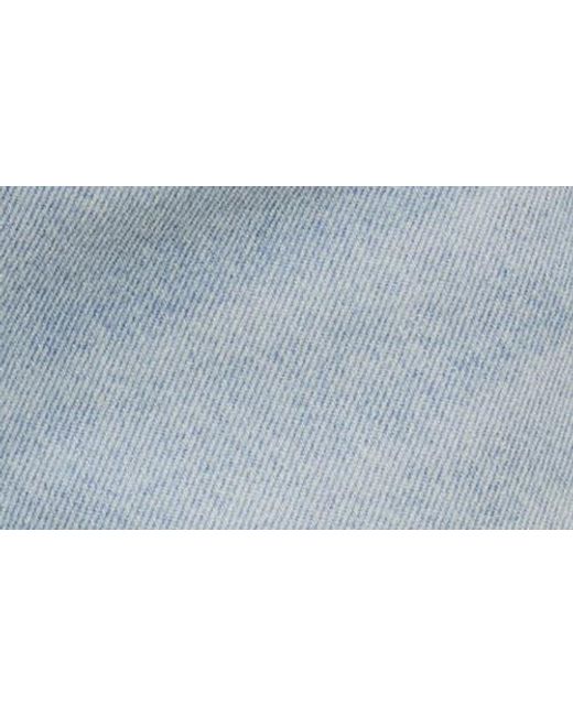Mango Blue Button Fly Fray Hem Denim Shorts
