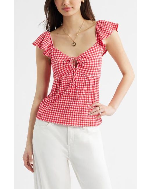 BP. Red Flutter Sleeve Top