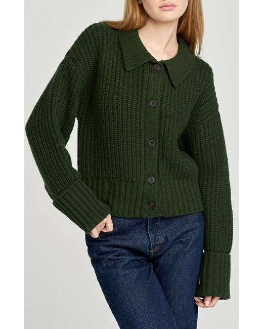 Wayf Green Bea Collared Cardigan