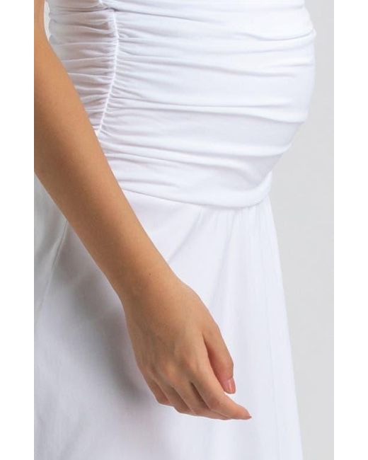 PIETRO BRUNELLI MATERNITY White Strapless Drop Waist Maternity Dress