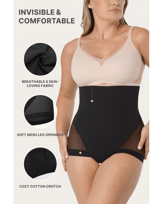 Shapellx Black High Waist Mesh Tummy Control Brief