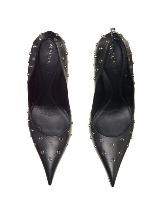McQueen Blue Grommet Pointed Toe Pump