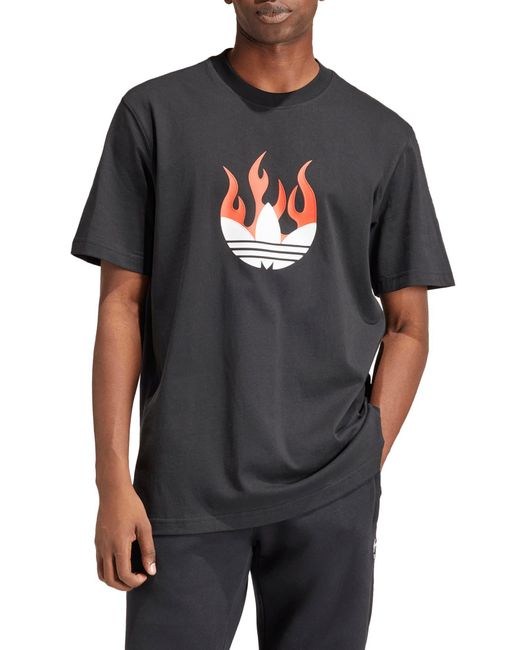 Adidas Originals Black Flames Logo Graphic T-shirt for men