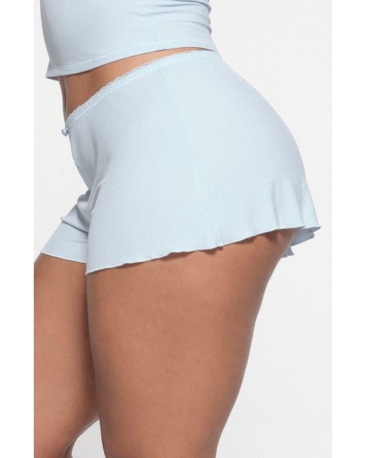 Skims Blue Soft Lounge Lace Shorts