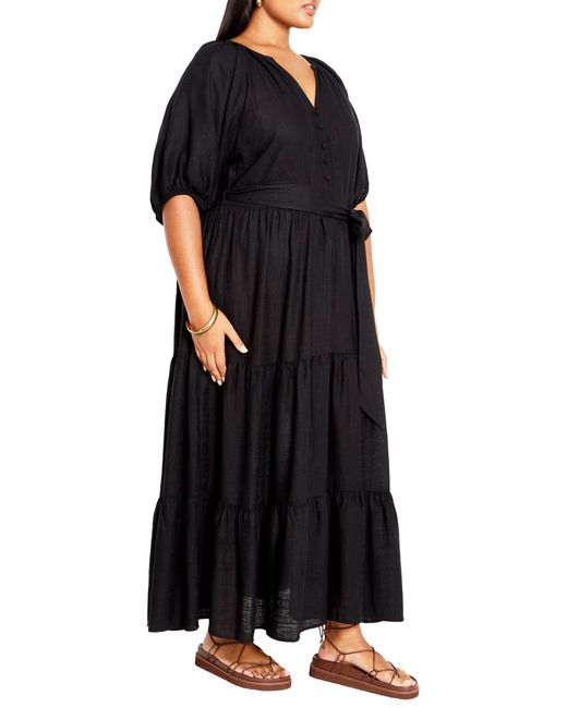 City Chic Black Marcia Tiered Maxi Dress
