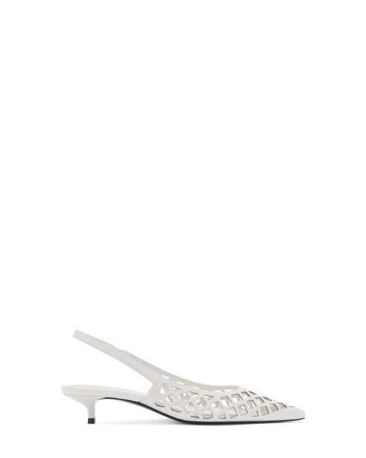 Mango White Laser Cut Pointed Toe Slingback Pump