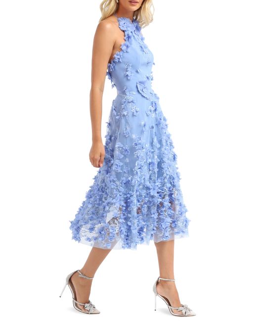 HELSI Blue Camilla Floral Appliqué Halter Midi Dress