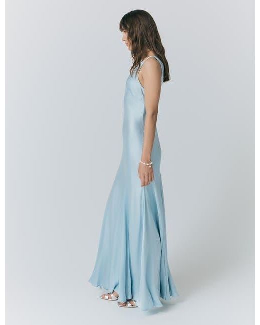 ghost dress blue Ghost Willow Satin Maxi Sip Dress in Blue