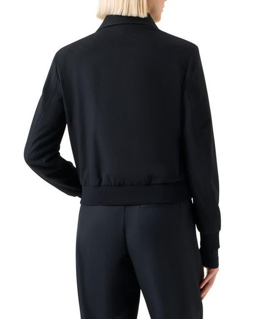Akris Punto Black Wool Blend Crop Bomber Jacket