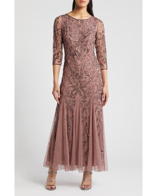 Pisarro Nights Illusion Sleeve Beaded A Line Gown in Purple Lyst