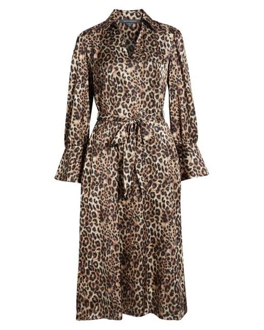 Julia Jordan Multicolor Leopard Print Long Sleeve Midi Shirtdress