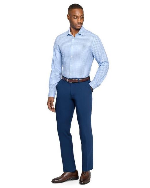 W.r.k. Men's Blue Slim Fit Light Check Performance Dress Shirt