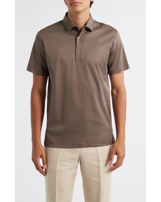 Aurélien Brown Aur1 Solid Cotton Polo for men