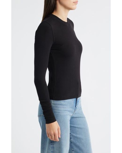 FRAME Black The Rib Crewneck Top