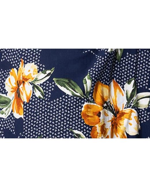 Kiyonna Blue Gemini Floral Bell Sleeve Wrap Dress