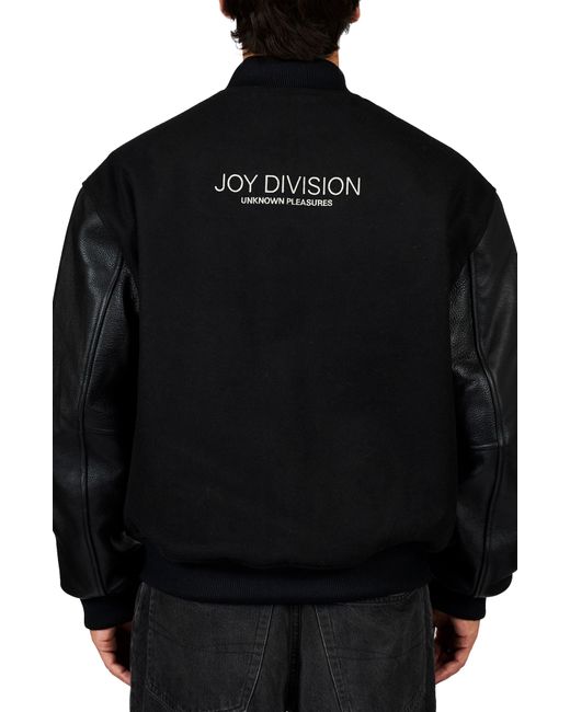 Pleasures Black X Joy Division Unknown Wool Blend Varsity Jacket for men