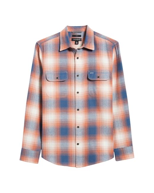 Treasure & Bond Blue Trim Fit Plaid Flannel Button-up Shirt for men