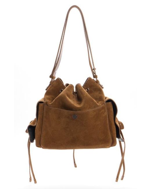 Acne Brown Multipocket Suede Bucket Bag