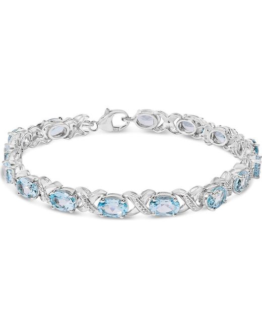 Haus of Brilliance Blue 16.0 Cttw Oval Topaz And Diamond Accent Tennis X Link Bracelet