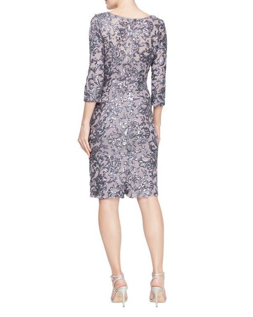 Alex Evenings Blue Sequined Sheath Dress