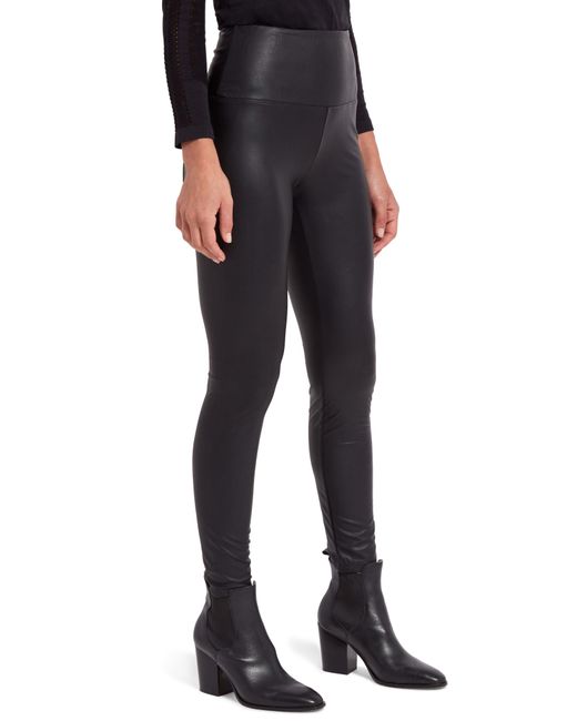 Lyssé Black Textured Faux Leather leggings