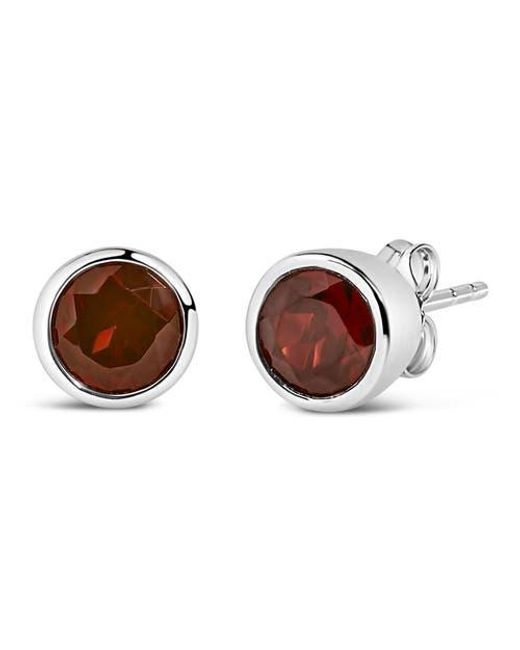 Haus of Brilliance Brown 925 Sterling 6Mm Bezel Set Created Gemstone Solitaire Stud Earrings