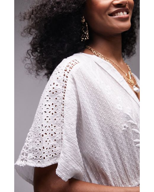 TOPSHOP White Embroidered Cotton Cover-up Dress