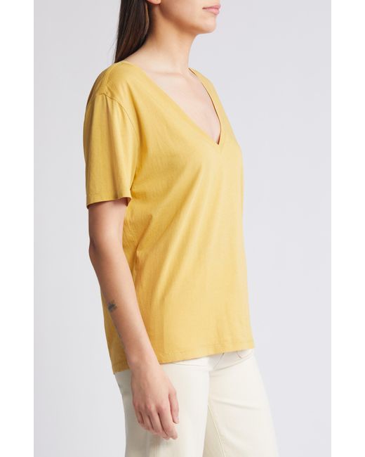 Treasure & Bond Yellow Oversize V-neck Cotton T-shirt