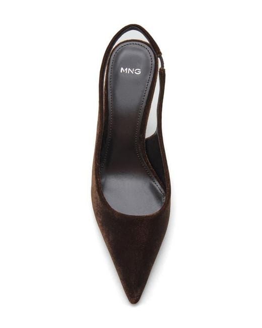 Mango Black Mica Pointed Toe Slingback Pump