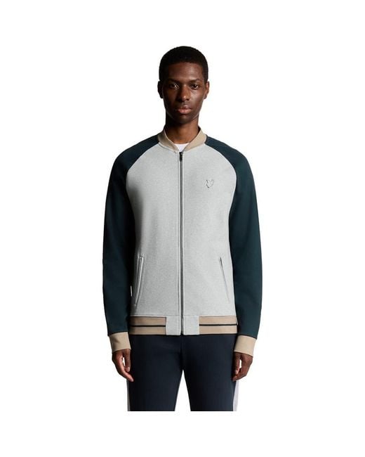 Lyle & Scott Gray Interlock Contrast Raglan Bomber Jacket for men