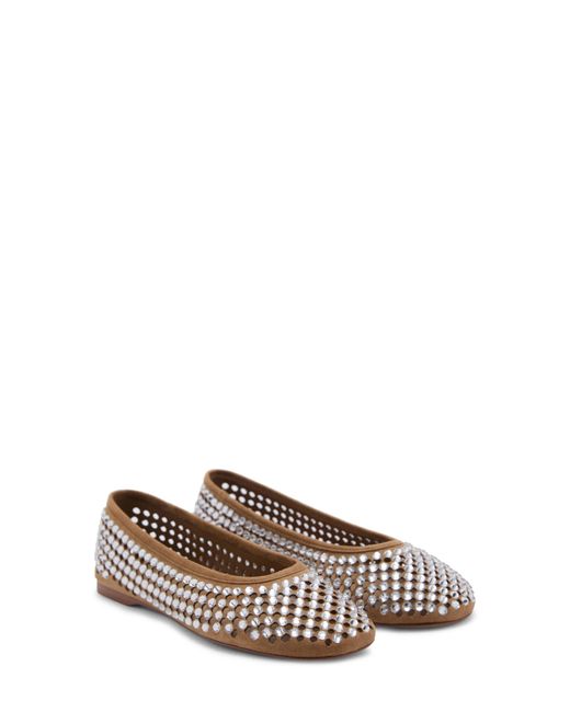 Mango Brown Embellished Perforated Ballet Flat