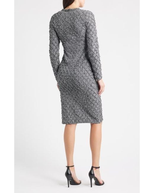 Kobi Halperin Gray Apollo Fringe Long Sleeve Sweater Dress