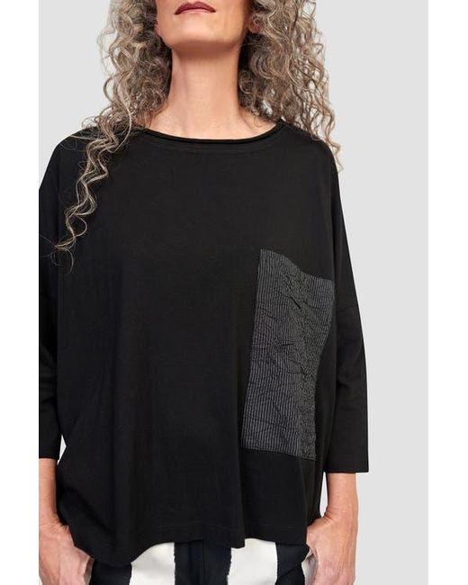 Alembika Black Boxy Tee With Oversized Patch Pocket