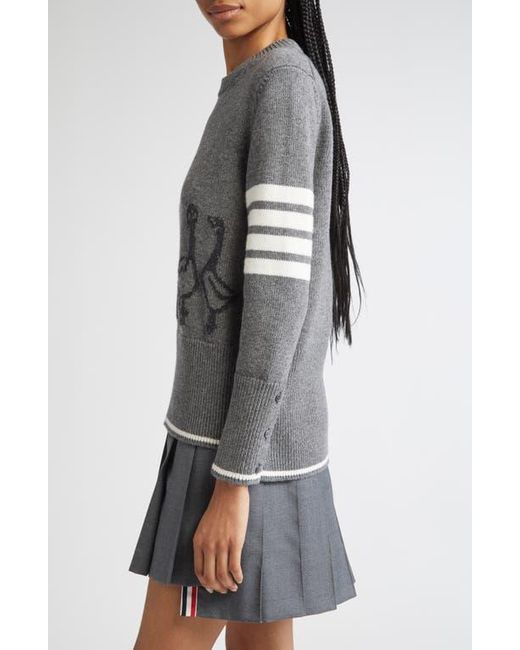 Thom Browne Gray Geese Intarsia Boxy Virgin Wool Crewneck Sweater