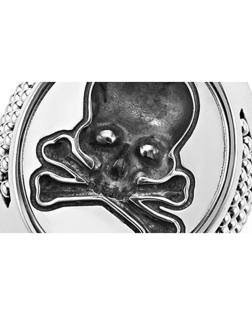 Boutons De Manchette Lagos Sterling Silver Avec Agate Noire Crâne 20mm - Occasion Très Bon état