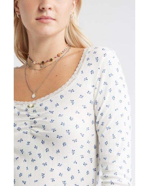 BP. White Pointelle Long Sleeve T-Shirt