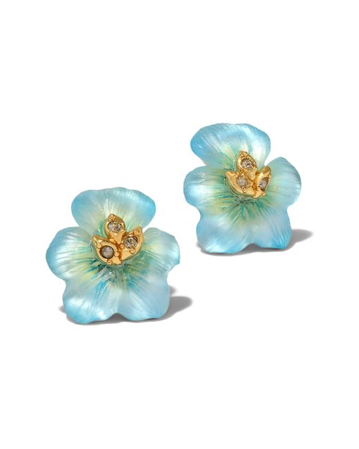 Alexis Blue Pansy Lucite Flower Stud Earrings