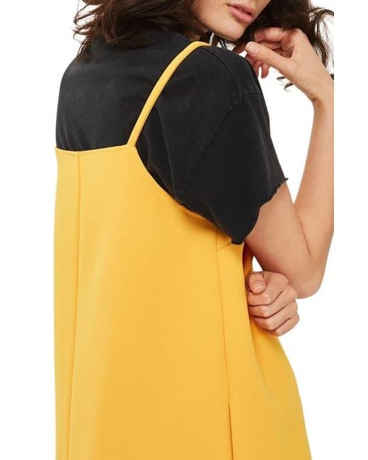 TOPSHOP Orange Ruffle Trim Shift Minidress