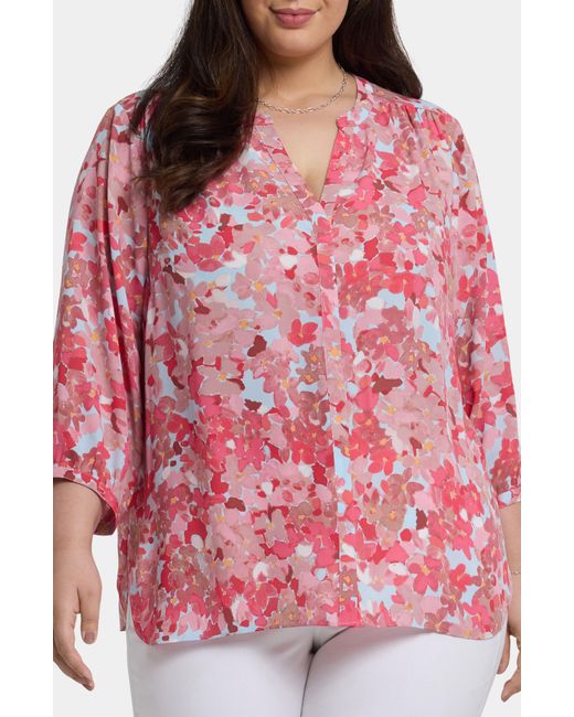 NYDJ Red Pintuck Top
