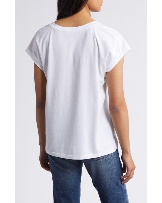 Caslon White Caslon(r) Extended V-neck T-shirt