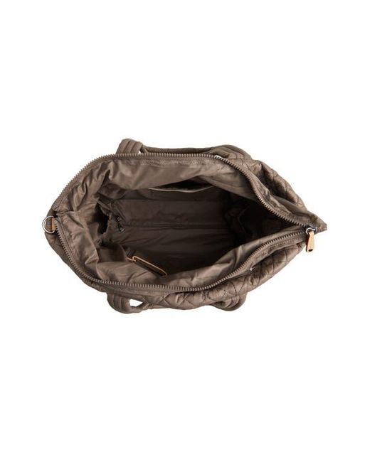 MZ Wallace Brown Large Metro Quilted Nylon Travel Tote