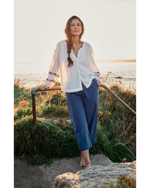 Seasalt Cornwall Blue Weaving Sea Organic Cotton Peasant Shirt