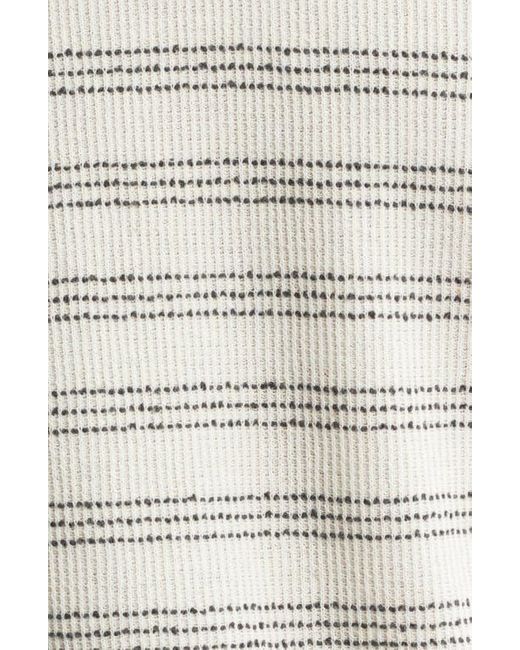 Percival White Laurent Stripe Johnny Collar Cotton Blend Polo for men
