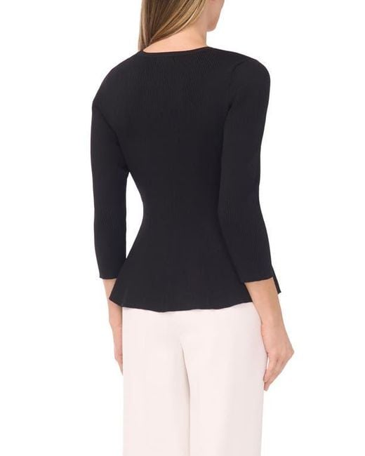 Halogen® Black Rib Peplum Sweater