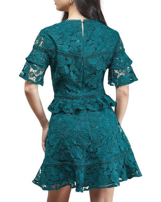oasis green lace dress Easter Dresses Casual Solid Embroidered Hollowed Out See-through Half A Turtleneck Long Sleeve Dresses(Green/L)