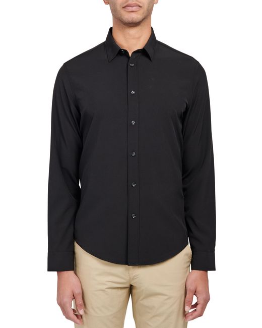 Brooklyn Brigade Black Slim Fit Solid 4-Way Stretch Performance Long Sleeve Shirt for men