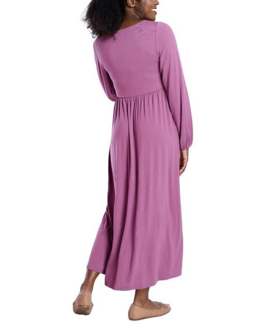 Motherhood Maternity Purple Long Sleeve Empire Waist Maxi Dress